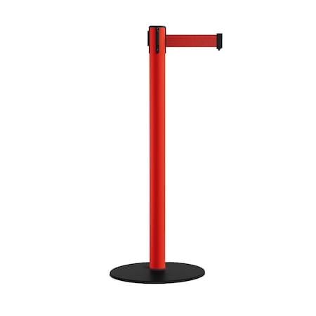 Retractable Belt Stanchion, Low Base, 2.5 Red Post  7.5'Red Belt